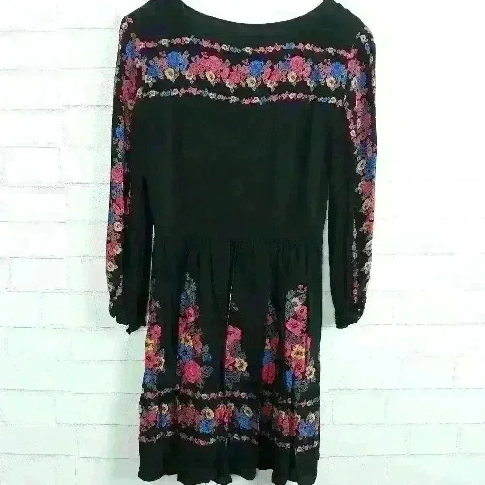 Free People Long Sleeve Spring Boho Floral Dress D69 - Picture 2 of 5